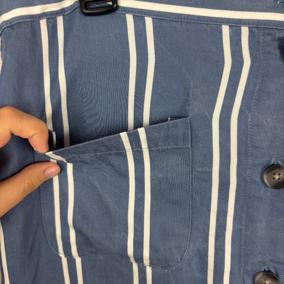 Marine Layer Womens Blue White Striped Button Front Tess Pencil Skirt Size 8 - Picture 5 of 10